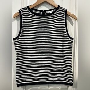 St. John Sweater Ladies Size 6 EUC Black/Cream Stripe Quality Piece Chic Elegant